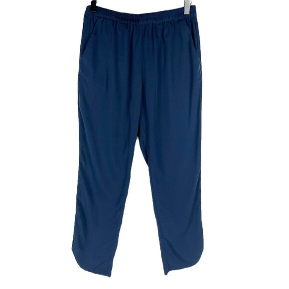 Marine Layer Re-Spun Women's Allison Dolphin Hem Cropped Pants in Navy Size S - Picture 1 of 11